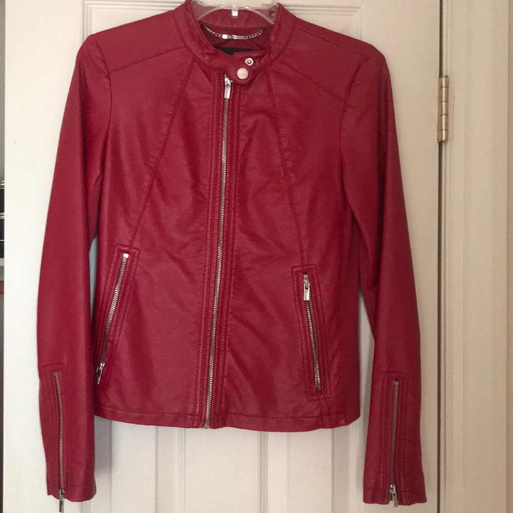 Express red leather jacket